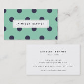ティール（緑がかった色）ミント水玉模様パターン（の模様が）ある名刺 名刺 (正面/裏面)