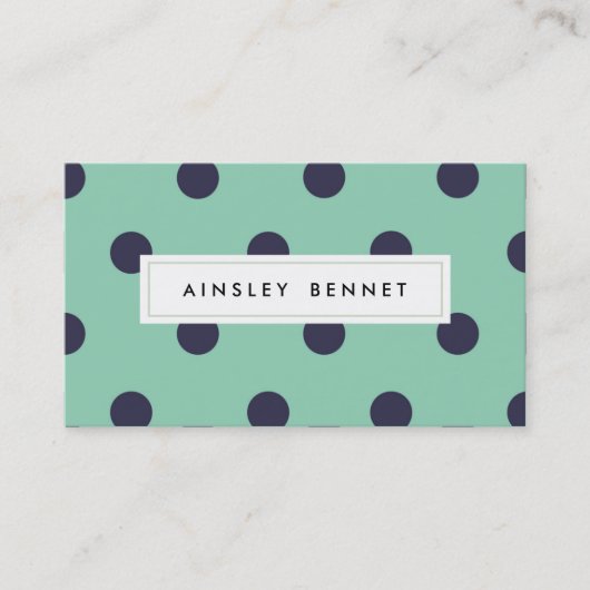 ティール（緑がかった色）ミント水玉模様パターン（の模様が）ある名刺 名刺 (正面)