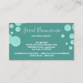 ティール（緑がかった色）ミント清掃メイド清掃員 名刺 (裏面)