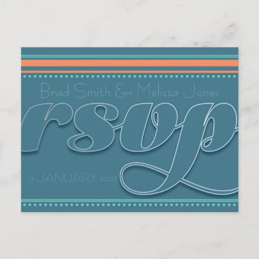 ティール(緑がかった色)ミント+オレンジRSVPポストカード インビテーションポストカード (正面)