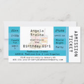 ティール（緑がかった色）ムービーナイトパーティー入場チケット招待状 (正面)