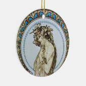 ティール（緑がかった色）ムーン女神 セラミックオーナメント (右)