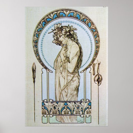 ティール（緑がかった色）ムーン女神 ポスター (正面)