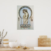 ティール（緑がかった色）ムーン女神 ポスター (キッチン)