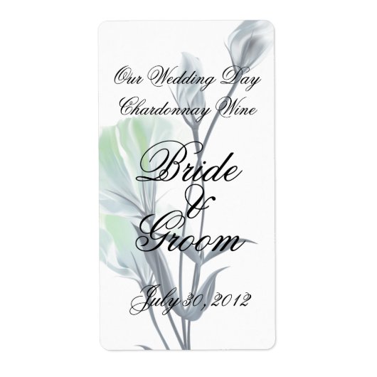 ティール（緑がかった色）ムーン結婚フラワーズワインエイブリラベル ラベル (正面)