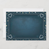 ティール（緑がかった色）ムーン&スターズ金ゴールド&ホワイトリハーサルディナー 招待状 (裏面)