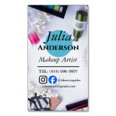 ティール（緑がかった色）メイクアップアーティストMUA写真小規模企業 マグネット名刺 (正面縦)