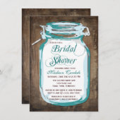 ティール（緑がかった色）メイスンジャー素朴ブライダルシャワー招待状 招待状 (正面/裏面)