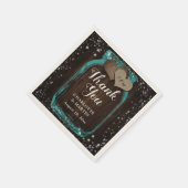 ティール（緑がかった色）メイスン素朴ジャー・ウッドありがとうござ結婚う スタンダードカクテルナプキン (角)