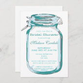 ティール（緑がかった色）メイソンジャーカントリーブライダルシャワー招待状 招待状 (正面/裏面)