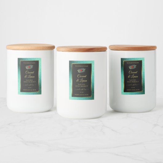 ティール(緑がかった色)メタリックグリッターブラック製品ラベルLadybug フードラベル (ボトル)