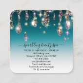 *～*ティール（緑がかった色）メタリックドリップグリッターAP7 スクエア名刺 (裏面)