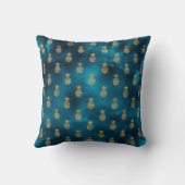 ティール（緑がかった色）メタリックパイナップルシエレガントック クッション (裏面)