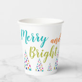 ティール（緑がかった色）メリーと明るいクリスマス 紙コップ (正面)