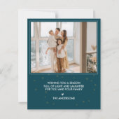 ティール（緑がかった色）メリークリスマスニューイヤー写真ホリデーカード (裏面)