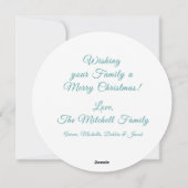 ティール(緑がかった色)メリークリパーソナライズされたスマスカード シーズンカード (裏面)