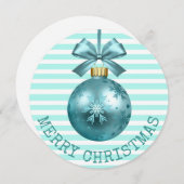 ティール(緑がかった色)メリークリパーソナライズされたスマスカード シーズンカード (正面/裏面)