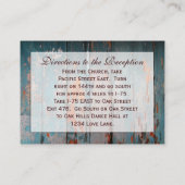 ティール（緑がかった色）メーソンジャールウッドウェディングレセプションカード エンクロージャーカード (裏面)