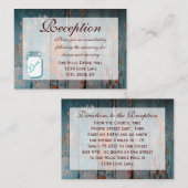 ティール（緑がかった色）メーソンジャールウッドウェディングレセプションカード エンクロージャーカード (正面/裏面)