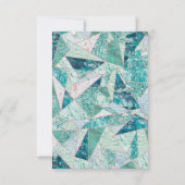 ティール(緑がかった色)モザイク大理石モダン三角形ウェディングRSVP 出欠カード (裏面)