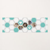 ティール(緑がかった色)モダンかわいい犬のペット動物写真幾何学模様 ヨガマット (裏面(横))