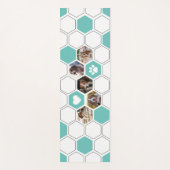 ティール(緑がかった色)モダンかわいい犬のペット動物写真幾何学模様 ヨガマット (正面)