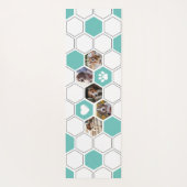 ティール(緑がかった色)モダンかわいい犬のペット動物写真幾何学模様 ヨガマット (裏面)