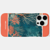 ティール(緑がかった色)モダンとオレンジシーモチーフ Case-Mate iPhoneケース (裏面 (横))