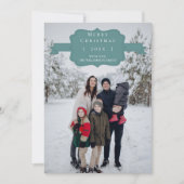 ティール(緑がかった色)モダンとシンプルクリスマスフォトカード シーズンカード (正面)