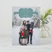 ティール(緑がかった色)モダンとシンプルクリスマスフォトカード シーズンカード (スタンド正面)