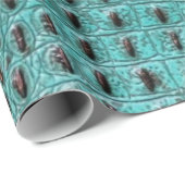 ティール(緑がかった色)モダンとブラウンアリゲーターワニの皮 ラッピングペーパー (ロールコーナー)