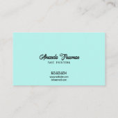 ティール(緑がかった色)モダンとブラックパーティー画家 名刺 (裏面)