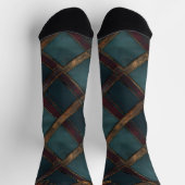 ティール(緑がかった色)モダンとブルゴーニュのクリスマスプレドカスタム ソックス (上部)