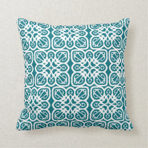 ティール（緑がかった色）モダンとホワイト抽象芸術パターンコースタル