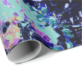 ティール（緑がかった色）モダンと紫の水彩花柄 ラッピングペーパー (ロールコーナー)