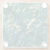 ティール（緑がかった色）モダンと金ゴールドの大理石パターン ガラスコースター (裏面)