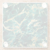 ティール（緑がかった色）モダンと金ゴールドの大理石パターン ガラスコースター (裏面)