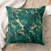 ティール（緑がかった色）モダンと金ゴールドの大理石パターン クッション (ブランケット)
