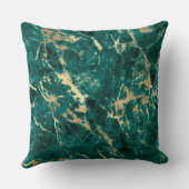ティール（緑がかった色）モダンと金ゴールドの大理石パターン クッション (裏面)