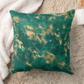 ティール（緑がかった色）モダンと金ゴールドの大理石パターン クッション (ブランケット)