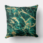 ティール（緑がかった色）モダンと金ゴールドの大理石パターン クッション (裏面)
