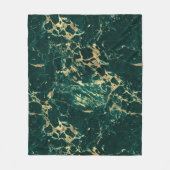 ティール（緑がかった色）モダンと金ゴールドの大理石パターン フリースブランケット (正面)