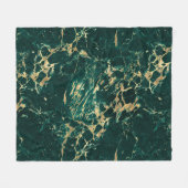 ティール（緑がかった色）モダンと金ゴールドの大理石パターン フリースブランケット (正面(横))