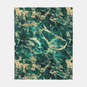 ティール（緑がかった色）モダンと金ゴールドの大理石パターン フリースブランケット (正面)