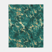 ティール(緑がかった色)モダンと金ゴールドの大理石パターン フリースブランケット (正面)