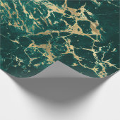 ティール（緑がかった色）モダンと金ゴールドの大理石パターン ラッピングペーパー (角)