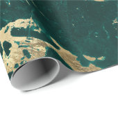 ティール（緑がかった色）モダンと金ゴールドの大理石パターン ラッピングペーパー (ロールコーナー)