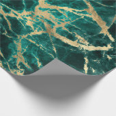 ティール（緑がかった色）モダンと金ゴールドの大理石パターン ラッピングペーパー (角)
