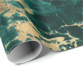 ティール（緑がかった色）モダンと金ゴールドの大理石パターン ラッピングペーパー (ロールコーナー)