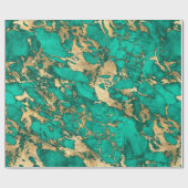 ティール（緑がかった色）モダンと金ゴールドの大理石パターン ラッピングペーパー (フラット)